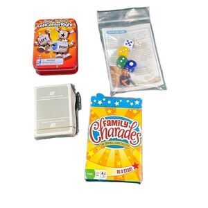 4 Games Bundle: United Airline Cards, Dice, Family Charades, Left Center Right